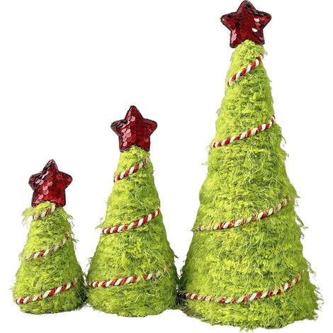 Sapin De Noël De Table - 3 Pièces Peluche Artificielle Décoration D'Intérieur,Petit Arbre de Bureau Décoration pour Noël,pour Fête Intérieur Étagère Cheminée Salon Hiver Extérieur Jardin (1/5)