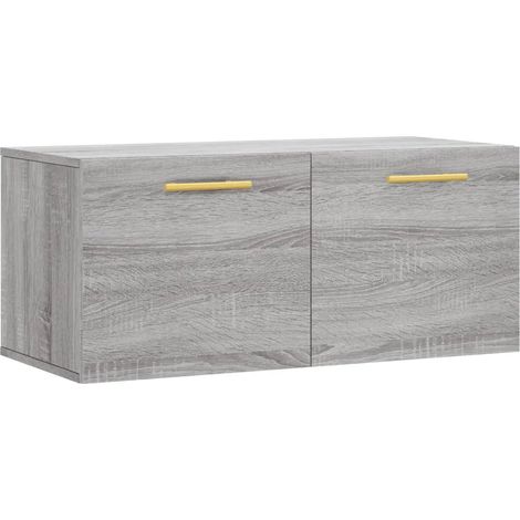 Armoire murale design pratique rangement 80 x 36,5 x 35 cm en bois d'ingénierie gris (1/5)