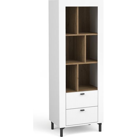 Étagère Mormavu 102, Mat blanc, Avec tiroirs, Ouvert, Stratifié, Le nombre de portes: 0, Nombre de tiroirs: 0, 169x60x40cm