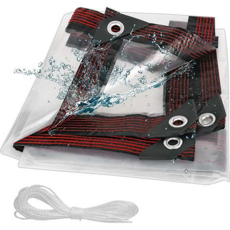 Bâche transparente, imperméable et résistante, 1 x 2 m, grande bâche en PVC imperméable avec œillets et corde pour jardin, extérieur, camping, caravane, serre (1/5)