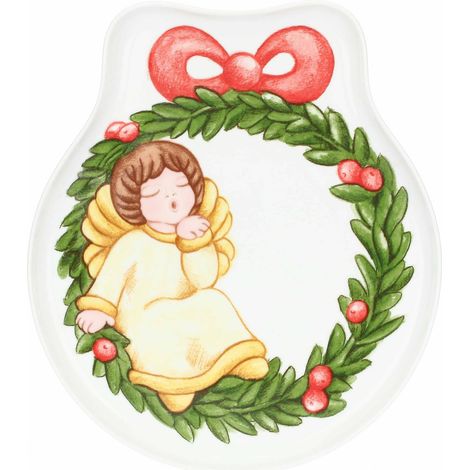 Assiette en Forme de Guirlande en Porcelaine, 32x28 cm, Hauteur 2 cm, Collection Surprises de Noël (1/3)
