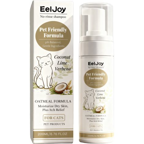Shampoing sans rinçage pour chats - Élimine les odeurs, laisse le pelage doux et frais - 200 ml (1/5)