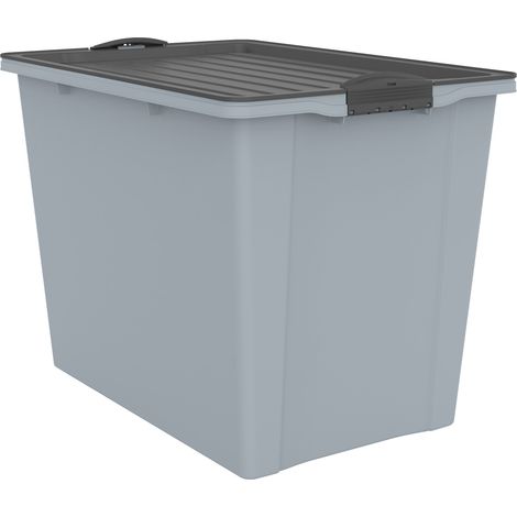 Rotho Aufbewahrungsbox Compact mit Deckel & Rollen 57 x 39,5 cm 70 L misty blau