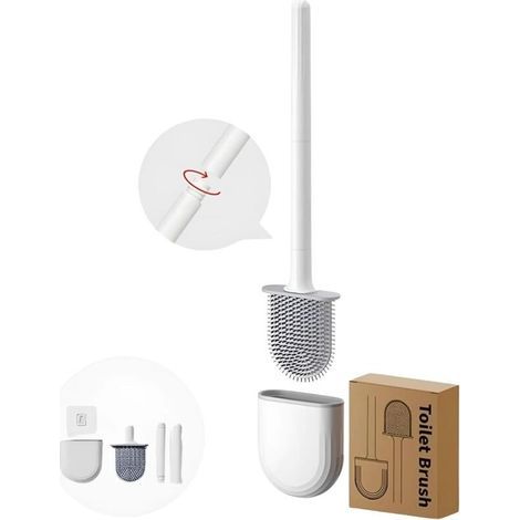 Toilet Brush, Toilet Brush, Toilet Brush, Silicone Toilet Brush and Holder, Ventilated Toilet Brush, Quick Drying, Odorless, Bathroom Toilet Brush (1/5)