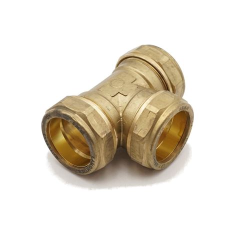 PrimaPlus Compression Equal Tee 35mm Brass Fitting (1/2)