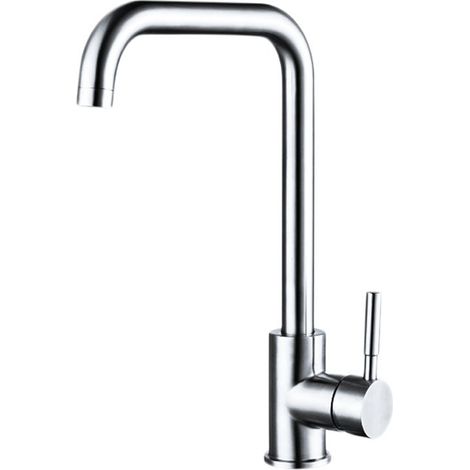 Robinet Cuisine, Mitigeur Cuisine Pivotant à 360, Acier Inoxydable, Forme en L Monolevier pour 1 Trou (1/5)