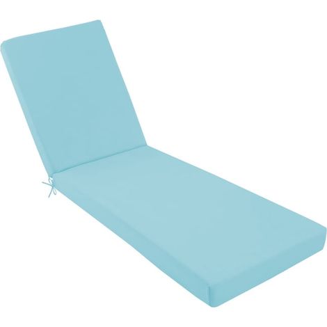 Matelas de bain de soleil 2 segments, 60 x 190 cm, imperméable, housse amovible, mousse polyuréthane premium 4 cm, fixation élastique, coloris bleu pastel (1/5)