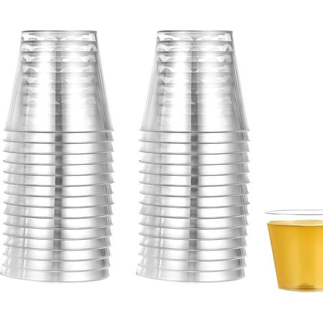 Lot de 30 Verres à liqueur, Plastique transparent, 30 ml, Paroi épaisse, Empilable, Pour fêtes, Mariages, Barbecues