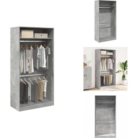 Kleiderschrank Betongrau 100x50x200 cm Holzwerkstoff - Kleiderschrank - Kleiderschränke - Schrank - Kleider Organizer (1/5)