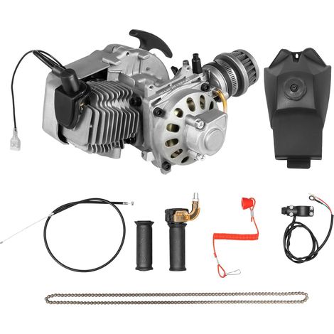 Pullstart Engine Motor Kit 49cc 2 Tempi Motore con Catena 25H 136L Serbatoio Carburante per Mini Dirt Bike, Pocket ATV, Scooter