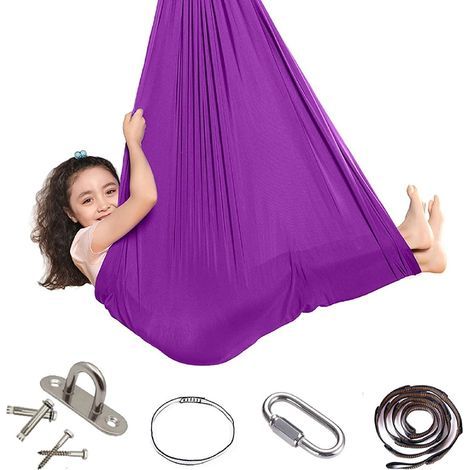 Hamac Balançoire Elastic Sensoriel Pour Enfants Thérapie Autisme - 280 x 150 cm, violet foncé (1/5)