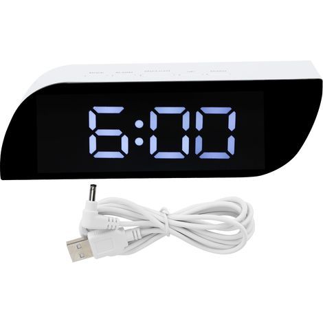 12/24-Stunden-LED-Digitalwecker mit einstellbarer Helligkeit, Modell GHY-0801, Weiß (1/5)