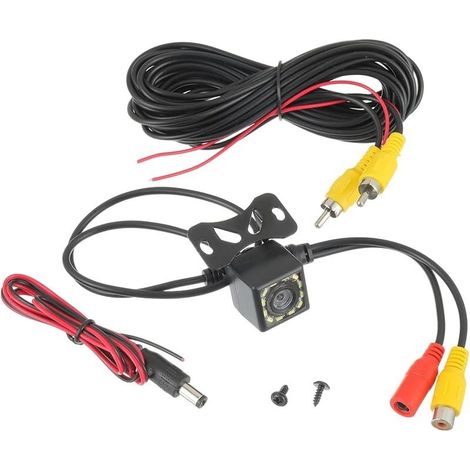 12V Caméra de Recul Voiture Kit, IP68 Étanchéité Camera Recul Voiture 170° Grand Angle, avec 12 LED 6m Câble pour SUV/Camping Car/Remorque Camping Car Pickups Remorque (1/5)