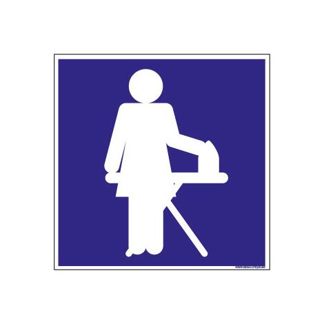PANNEAU DE SIGNALISATION CAMPING LOCAL REPASSAGE (H0215) - Adhésif - 125 x 125 mm