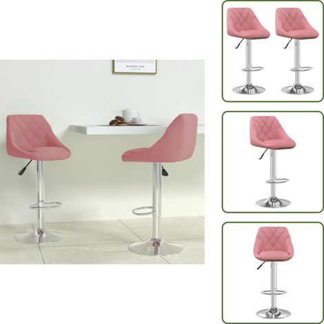The Living Store Barhocker 2 Stk. Rosa Samt - Samtsessel - Rosa Sessel - Barhocker - Drehbares Stuhl - Höhenverstellbarer Stuhl