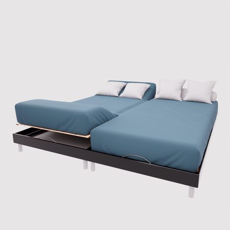 Drap housse TPR en coton 57 fils 2x70x190 cm UNI bleu canard, par Soleil d'Ocre