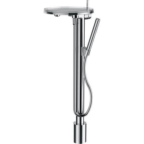 Mitigeur de bain sur pied KARTELL avec disque décoratif chrome transparent LAUFEN