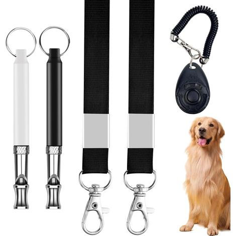 Ensemble Sifflet Ultrason Chien, Paquets De Sifflet Chien, Sifflet Pour Chien Pour Le Rappel, Anti Aboiement, Avec Lanière（Black And White） (1/5)