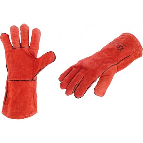 Select Welder Guantes de Soldador Rojos de Cuero 35 cm