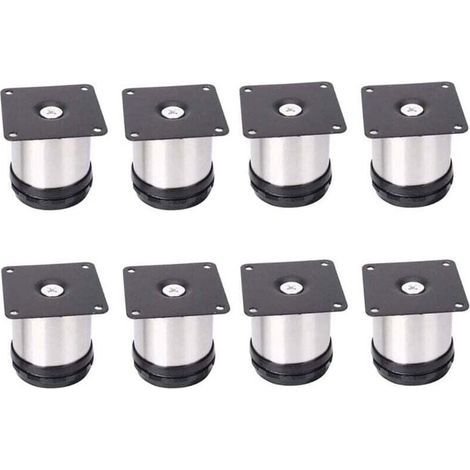 8 Pieds De Meubles RéGlables En Acier Inoxydable,Réglables 50 mm De Hauteur épaissir les pieds d'armoire Pieds de table Pieds de meubles,Acier inoxydable brossé,Hauteur réglable 0-15 mm (1/4)