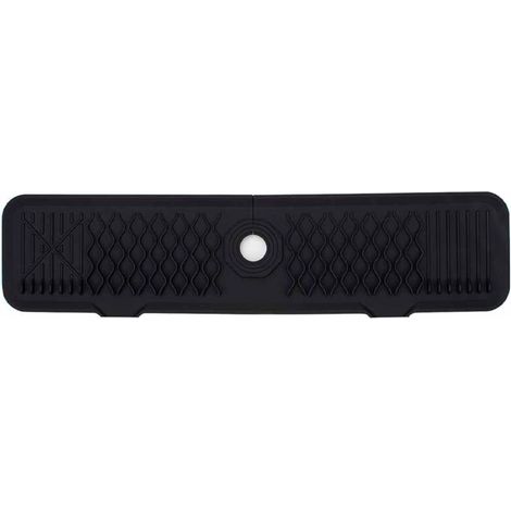 Tapis de robinet en silicone, protection anti-éclaboussures pour robinet d'évier, tapis de comptoir pour évier de cuisine et de salle de bain (noir, 61 cm)-DOU