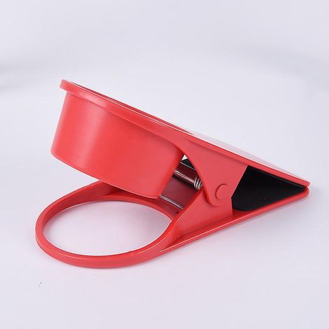 Ein roter Getränkehalterclip, geeignet für Tischbecherhalter, Stiftehalter aus Kunststoff, Schreibtische, Kinderzimmer, Camping, Balkone (1/5)