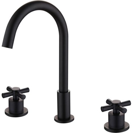 Robinet de lavabo fixation sur plage 700 en laiton noir collection Erymanthe (1/4)