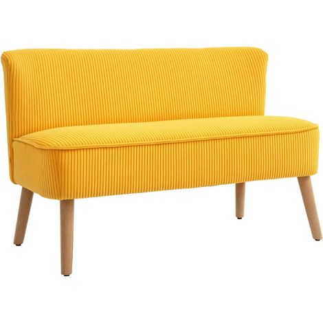 Sofa bicolore au design scandinave élégant, cadre en bois massif, capacité 150 kg, 117 x 56,5 x 77 cm, couleur jaune. (1/5)