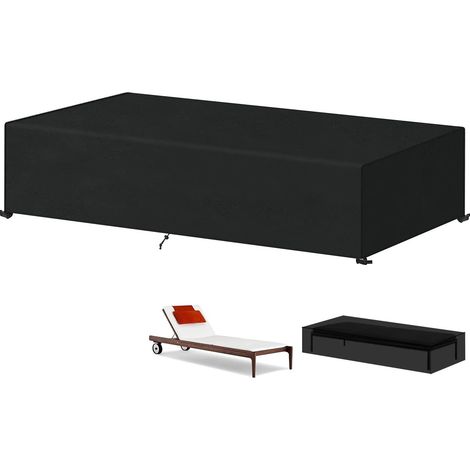 Housse transat universelle 200x68x30cm – Protection 4 saisons (eau/UV/vent/poussière) – Tissu Oxford résistant – Noir