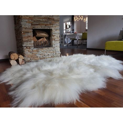 Coperta gigante islandese in pelle di pecora, colore bianco crema, in vera pelle di pecora, 79" x 48", tappeto decorativo, bianco, comodo, accogliente, con pelo spesso (1/5)