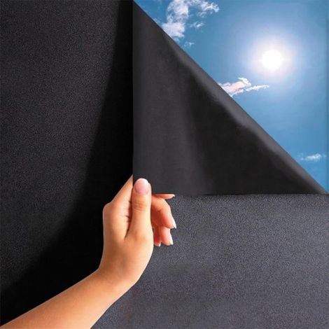 Lámina negra para ventanas [30 x 200 cm] – lámina opaca, lámina para privacidad, bloqueo de luz, adsorción electrostática – lámina mate para ventanas (1/4)