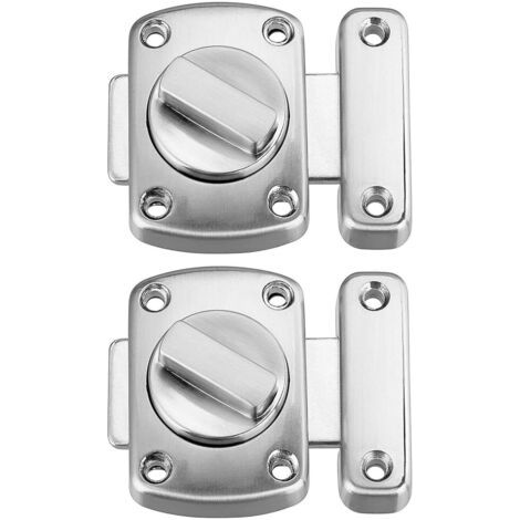 (Argent - Lot de 2, 55 mm) Serrure de porte de salle de bain, fenêtre, armoire, serrure de porte rotative, serrure de sécurité et serrure de porte de toilette, serrure en alliage de zinc brossé (1/5)