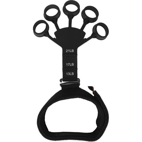 Étireur de doigts en silicone pour renforcer les doigts et la force de préhension, idéal pour soulager l'arthrite du canal carpien (noir). (1/5)