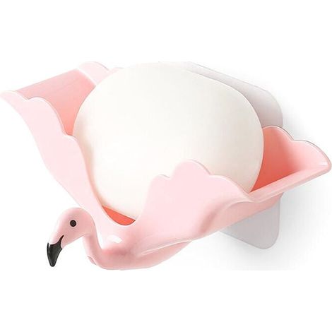 Flamingoförmige Seifenschale, Wandseifenhalter, für Badezimmer (rosa), 1 Stück (1/4)