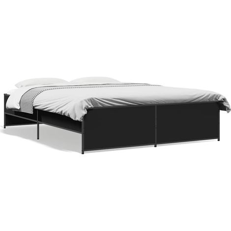 Maison Exclusive - Bettgestell Schwarz 140x200 cm Holzwerkstoff u (1/5)