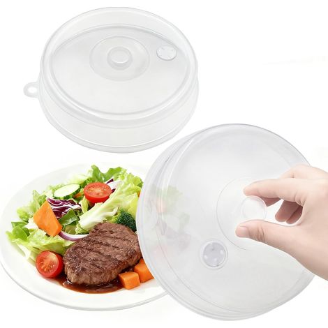 Lot de 2 Couvercle Micro Ondes,Transparent Cloche Micro-Onde,23 cm et 17 cm,Couvercle Micro Onde Pour Réchauffer Les Aliments avec Bouton Ventilation (1/5)