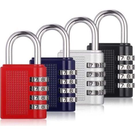 BUNTHAUS PA 4er-Pack 4-stellige Zahlenschlösser, wasserdichte Outdoor-Vorhängeschlösser für Schulturnhallen, Zahlenschloss, Gepäckschloss (Schwarz, Rot) (1/4)