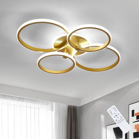 Plafonnier LED Dimmable, 36W Luminaire Plafonnier Moderne Or (1/5)