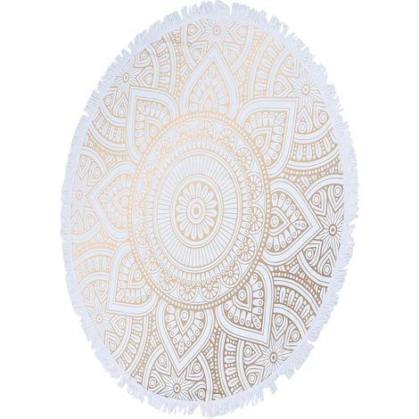 Serviette de plage OUNONA , séchage rapide et absorbante , ronde en microfibre avec motif mandala fr (1/5)
