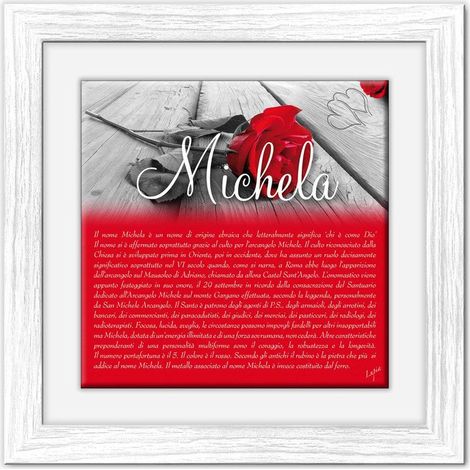 Lupia - Quadro mattonella Ceramica Modern White 29x29 cm con significato del nome Michela