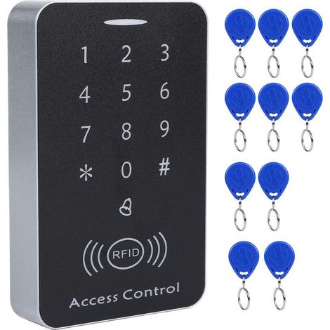 Cerradura de puerta, lector de tarjetas de control de acceso RFID independiente con teclado numérico y 0 tarjetas para hogar/apartamento/oficina, etc. (1/5)