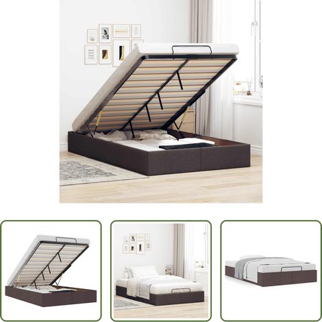 vidaXL Hebebedienung - Ottoman-Bett ohne Matratze Dunkelbraun 120x190 cm Stoff (1/5)