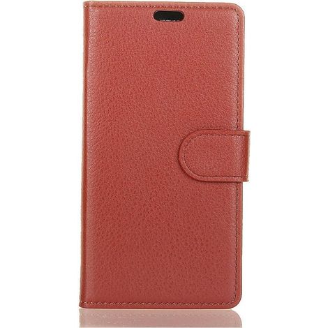 Étui portefeuille pour Sony Xperia L2 - Motif lychee - Marron - Coque avec rangement cartes (1/4)