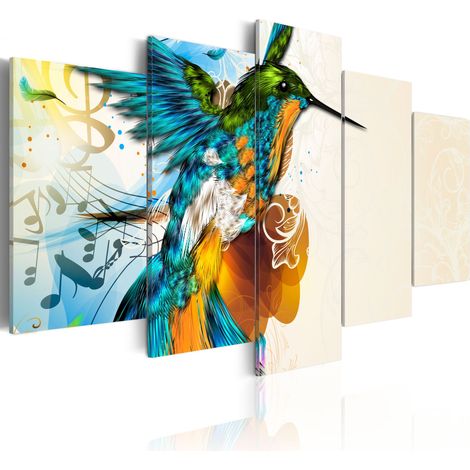 Quadro - Bird's music - 5 pieces - 100x50 (1/4)