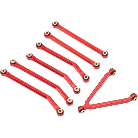 Tige de liaison en alliage d'aluminium haute précision résistante à l'usure pour châssis de voiture RC 1/24, barres de traction pour Axial SCX24 empattement long 133,7 mm, rouge (1/5)