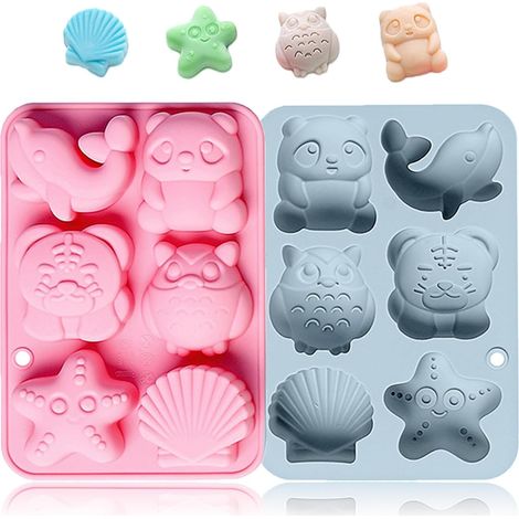 Moule à Chocolat Animaux à 6 Cavités, Outils de Pâtisserie DIY Moule Chocolats Silicone pour Animaux de Dessin Animé, 2PCS Moules Silicone Antiadhésifs pour Gâteaux Gelée Glaces Bonbon,Moules À Chocol (1/5)