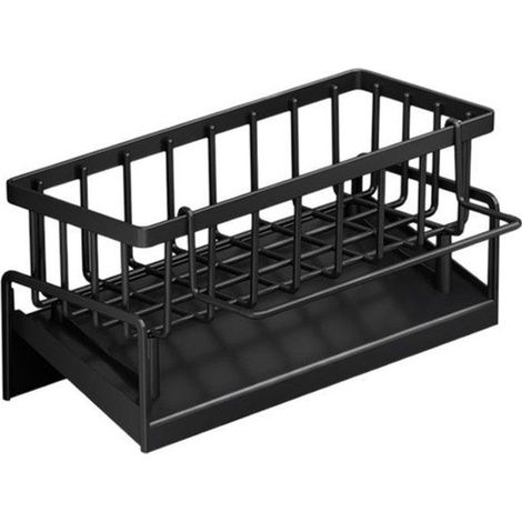 Égouttoir de cuisine avec porte-serviettes intégré - Séchoir à vaisselle - Rangement de cuisine - Porte-torchons - Égouttoir sous évier - Plastique - Noir (1/5)