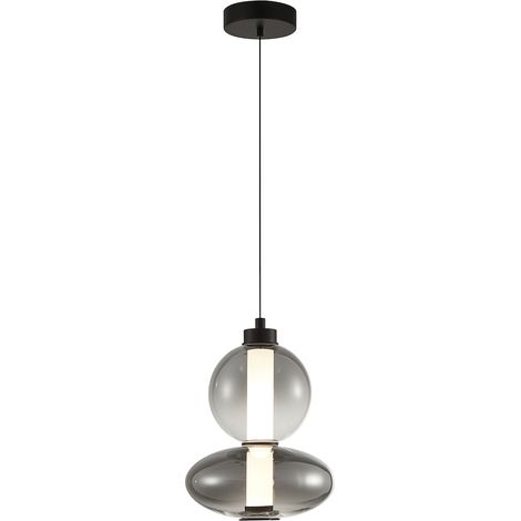 Suspension DAPHNE LED 12W noire verre Ø20cm Milagro (1/5)