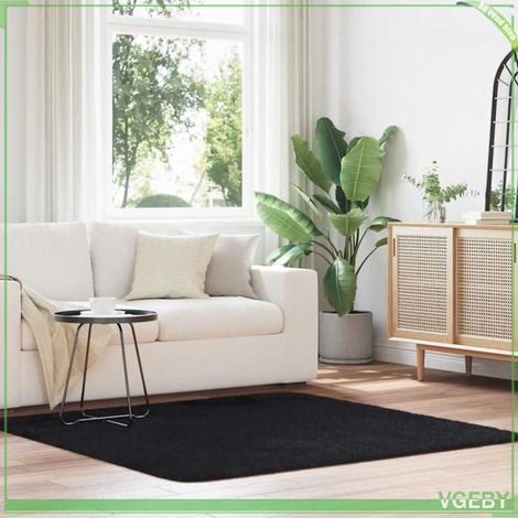 4102870 Tapis shaggy à poils longs NAVARRA noir 160x160 cm polyester (1/5)