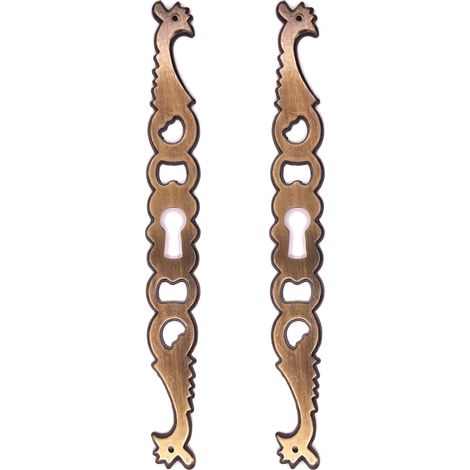 2x Entrée de coq main droite en zamak finition laiton vieilli hauteur 145mm entraxe 130mm Rustique Serrure Ancien Décoration Vintage Meuble DIY
